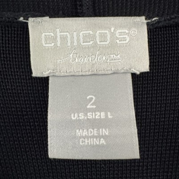 Chicos Womens Travelers Sweater Dark Navy Blue Heavy Open Front Cardigan Sz 2 Lg - Picture 4 of 7